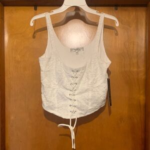 NWT Madden Girl Size L White Lace Bodice Top